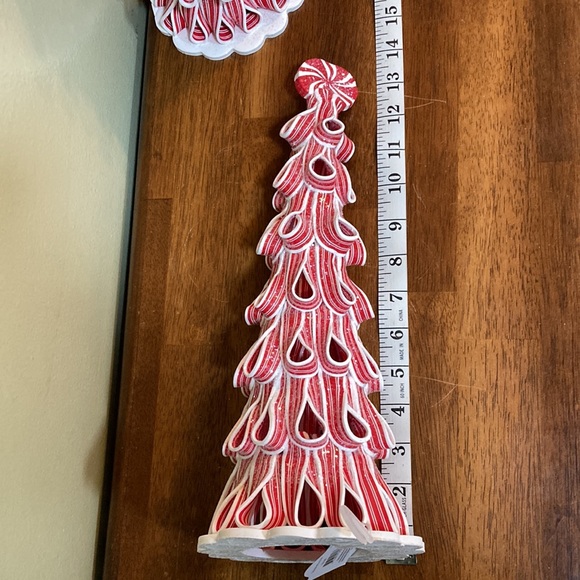 HOLIDAY TIME PEPPERMINT RIBBON TREES SET OF 2 - Picture 14 of 16